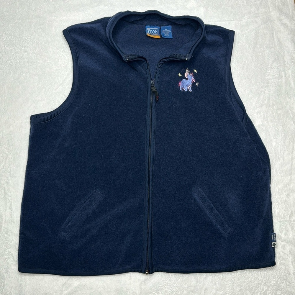 Disney Pooh Vest WM 2X Black Zipper Closure Embroidered Eeyore High Neck zip up